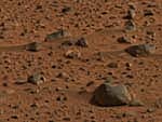 (c) NASA/JPL; Runde Steine durch Winderosion geformt. 7.01.2004